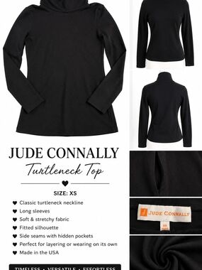 Jude Connally Black Turtleneck Top - Women's